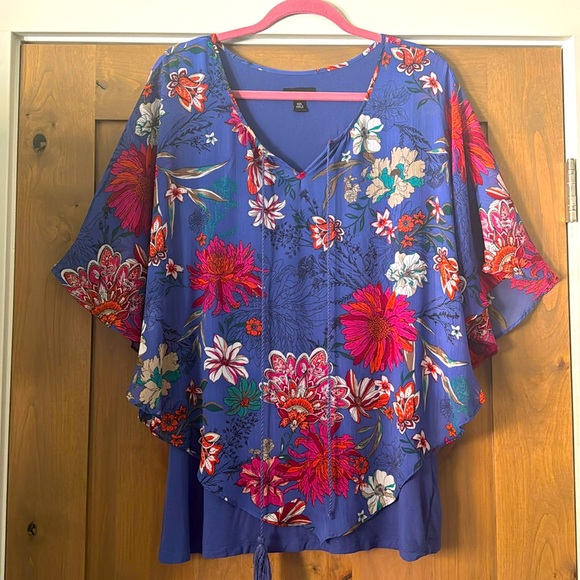 Alyx Tops - ALYX floral purple blouse Tunic Womens XXL poncho layering flowey Tank mature